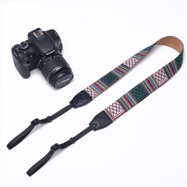 Універсальний ремінь для фотоапарата фотокамери з вишивкою CAMERA STRAP вінтажний тканинний CS-1322 фото