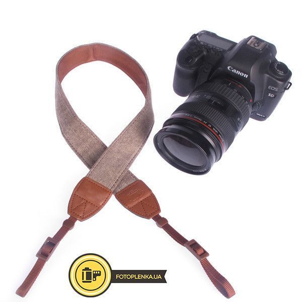 Ремінь універсальний текстильний для фотоапарата Sony Canon Nikon, плечовий шийний для фотокамери бежевий H1010-2 фото
