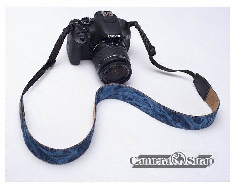 Ремінь для фотоапарата універсальний нашийний тканинний CAMERA STRAP на шию для фотокамери синій WL-100 фото