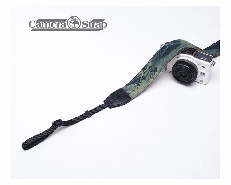 Ремінь для фотоапарата універсальний нашийний тканинний CAMERA STRAP на шию для фотокамери синьо-зелений WL-101 фото